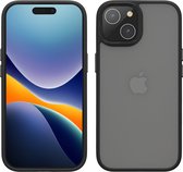 kwmobile iPhone 15 Bumper case - Coque arrière en plastique avec bumper en silicone TPU noir / mat transparent