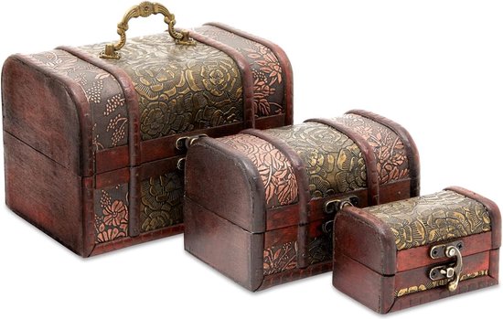 GBKDQQ 6 stuks houten kist met deksel, 15 x 10 x 5 cm