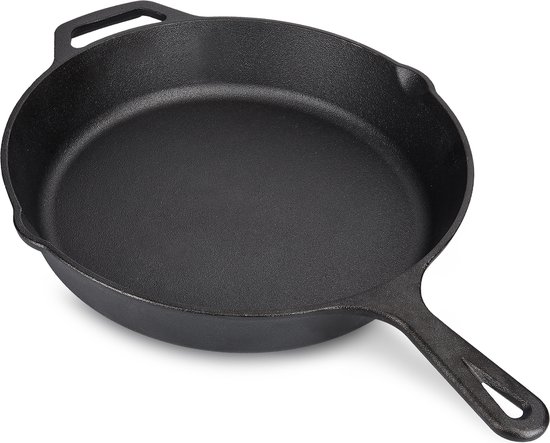 Navaris gietijzeren koekenpan - Braadpan van gietijzer - Ronde skillet - Geschikt voor alle warmtebronnen - Ø 25 cm - Ovenbestendig tot 260?graden