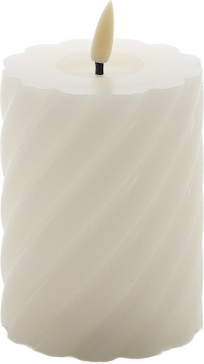 Mansion atmosphere swirl led kaars ivoor 10x7,5cm v2