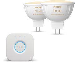 Philips Hue Starterspakket - GU5.3 - met 2 Spotjes (MR16) - 12V - Warm tot Koelwit Licht - Incl. 1 Hue Bridge - Hue White Ambiance