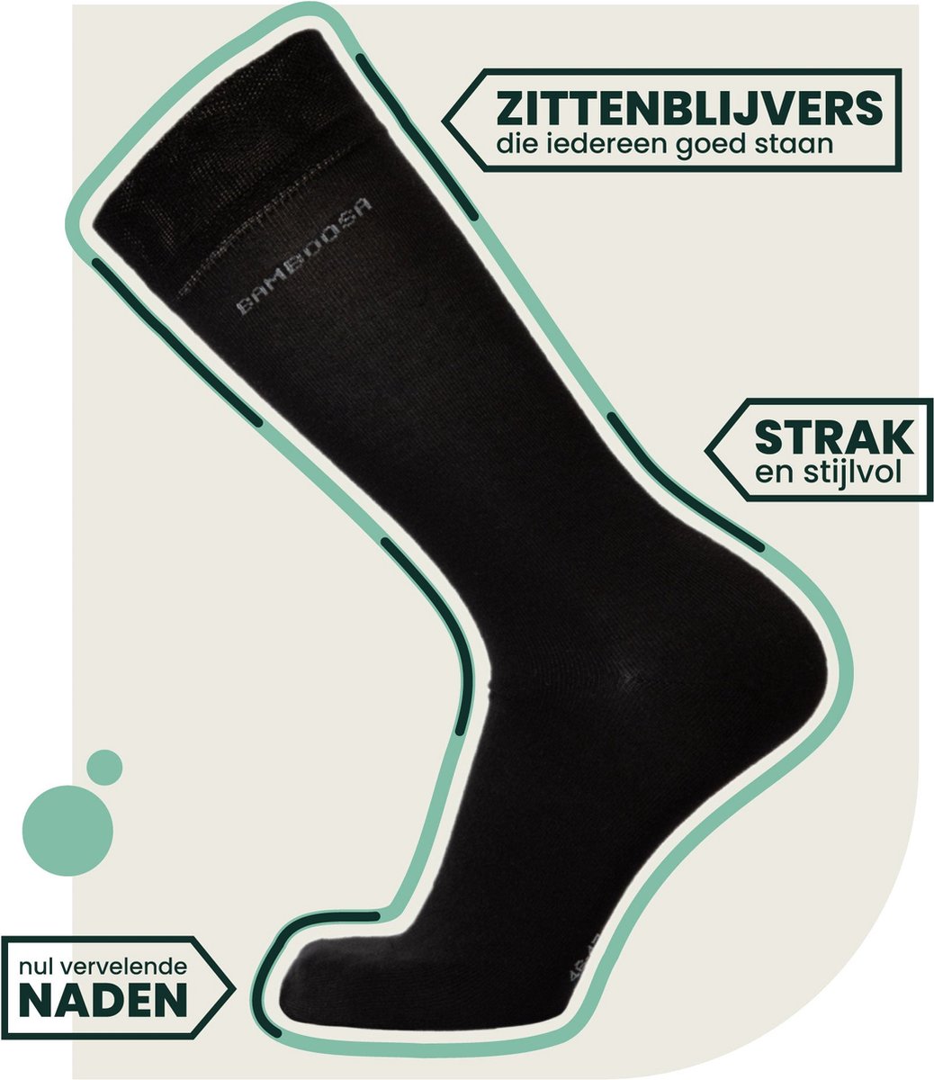 Bamboe Sokken | Anti-zweet Sokken | Naadloze Sokken | 4 Paar - Zwart | Maat: 35-38 | Merk: Bamboosa