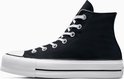 Zwarte Converse All Star Lift Hi damessneaker met witte zool en veters.
