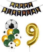 Cijfer Ballon 9 | Snoes Champions Voetbal Plus - Ballonnen Pakket | Groen en Goud