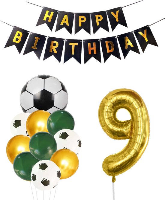 DIWULI football decoration birthday children 1 year - football birthday decoration 1 year cup champion, number balloon number 1 green, football birthday balloons, football decoration boy