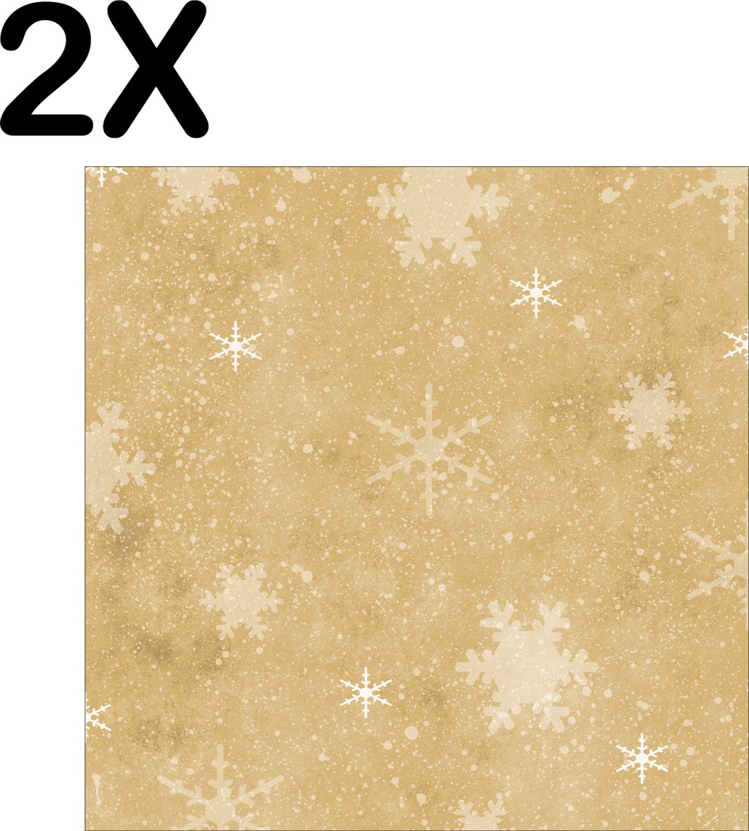 BWK Textiele Placemat - Patroon van IJskristallen en Sneeuwvlokken - Set van 2 Placemats - 40x40 cm - Polyester Stof - Afneembaar
