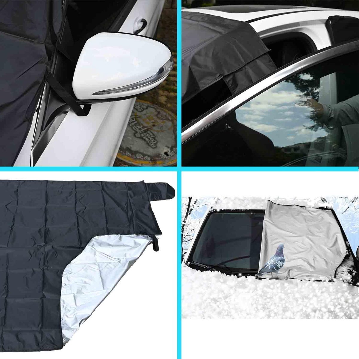 unibelin Auto voorruitafdekking - Magnetische bevestiging - Opvouwbaar - Perfect tegen sneeuw, ijs, vorst, stof, zon, UV
