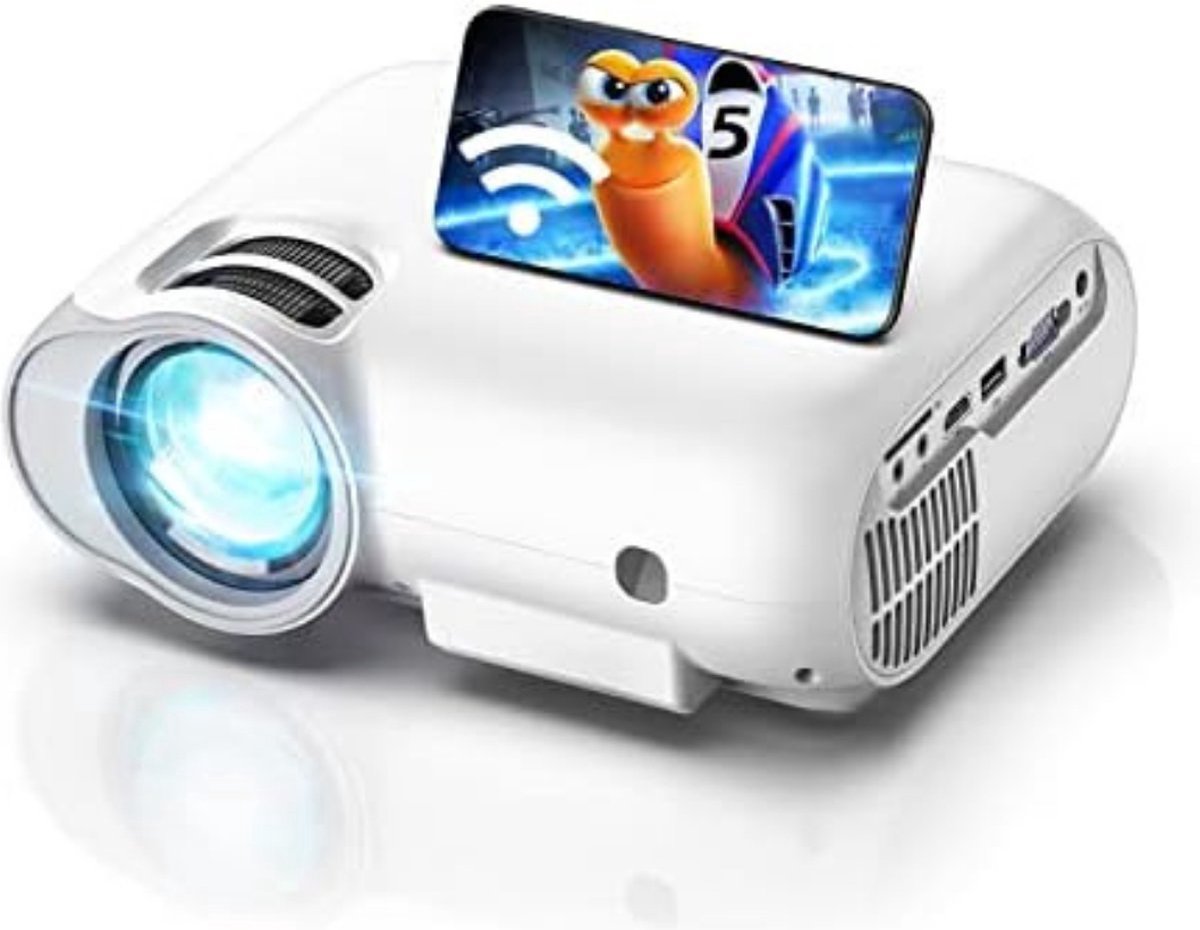 Mini beamer - Mini projector - Mini beamer smartphone - Mini beamer met wifi en bluetooth - Wit