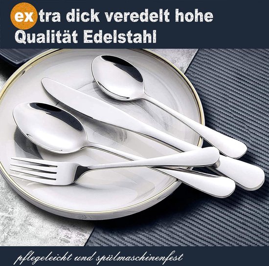Homikit Bestekset, 30-delig, voor 6 personen, roestvrij staal, gepolijst, bestek met mes/vork/lepel, voor thuis, keuken, restaurant, greep met kralenrand, vaatwasmachinebestendig