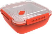 Memory Microwave Stoomkoker met zeefinzet voor magnetron, kunststof (PP) BPA-vrij, rood/transparant, 1,7 l (19,5 x 19,5 x 9,1 cm)