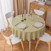 Vuilafstotend rond tafelkleed, beige, diameter 120 cm, waterdicht tafelkleed van polyester met golvende rand, voor tafel, eten, restaurant