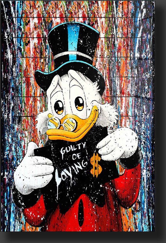 Peinture Scrooge Duck sur plexiglas 60x90cm