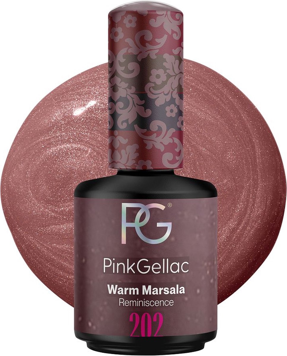 Pink Gellac 202 Warm Marsala met Shimmer Finish Gel Lak 15ml - Gellak Nagellak - Gelnagels Producten - Gel Nails