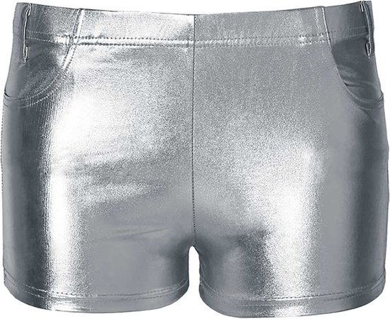 Apollo - Hotpants dames - Latex - Zilver - Maat S/M - Hotpants - Carnavalskleding - Feestkleding - Hotpants latex - Hotpants dames