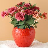 Aardbei vaas decoratie woonkamer moderne vazen rode aardbei decor aardbeienvaas mooie bloemenvaas decoratie esthetische blossom vaas rode bessen tulpenvaas framboos vaas voor pampasgras bloemen 15 x 15 x 15 cm