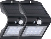 DUOPACK Solar LED Buitenlampen met bewegingssensor - Auto aan/uit - Draadloos - Zwart
