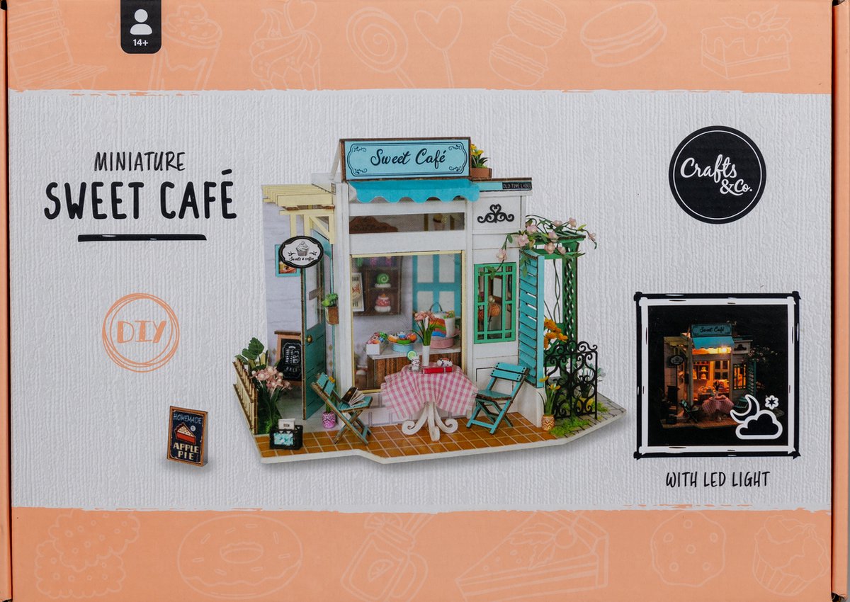 Miniatuur Bouwpakket M Volwassenen - Hout - DIY Poppenhuis - Bouwpakketten - Sweet Café - Crafts&Co — afbeelding 6