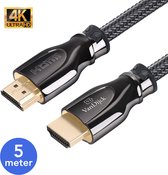 VanDijck® - HDMI 2.0 Kabel 5 Meter - Ultra HD 4K High Speed (60/120/240Hz) - Vergulde Connectoren - 18GBPS - Premium 3D - TV - PC - PlayStation 4 - Xbox One