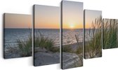 Artaza Peinture sur Toile Cinq Pièces Plage et Mer depuis les Dunes avec Coucher de Soleil - 150x80 - Photo sur Toile - Impression sur Toile