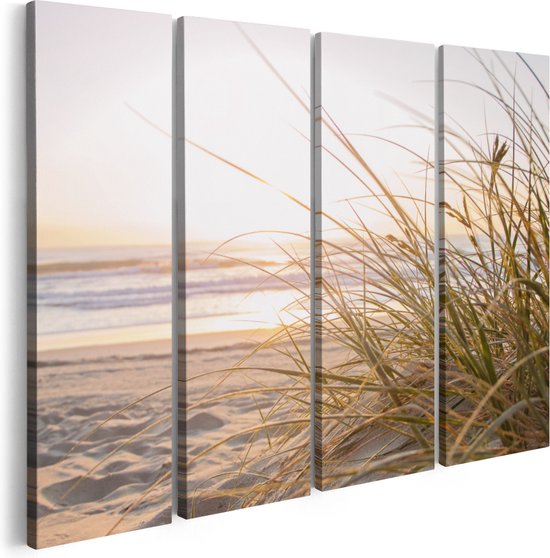 Artaza Canvas Schilderij Vierluik Strand En Duinen Tijdens Zonsondergang - 160x120 - Groot - Foto Op Canvas - Canvas Print