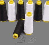 Zwart en Witte Polyester Naaimachine Draad Spoelen Set (12 Pak) – 11,5 cm Spoelen met 900 Meter Garen – Spoelenset in 2 Kleuren Voor Hand en Machine Boorduren