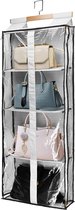 Armoire de rangement transparente pour sac à main, étagère polyvalente pour sac à main, poches sur la porte, support de sac de rangement pour chambre à coucher, salon (gris)