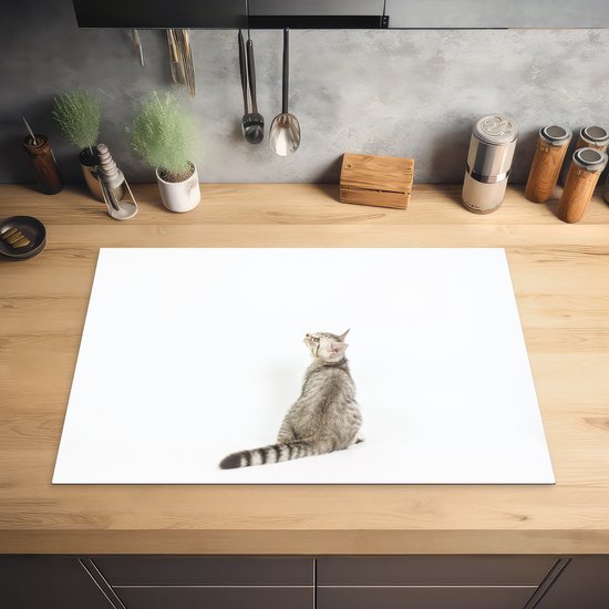 KitchenYeah® Inductie beschermer 78x52 cm - Kat - Huisdieren - Vacht - Kookplaataccessoires - Afdekplaat voor kookplaat - Inductiebeschermer - Inductiemat - Inductieplaat mat