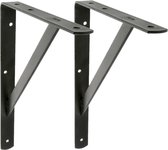 AMIG Plankdrager/planksteun van metaal - 2x - gelakt zwart - H300 x B225 mm - boekenplank steunen - tot 260 kg