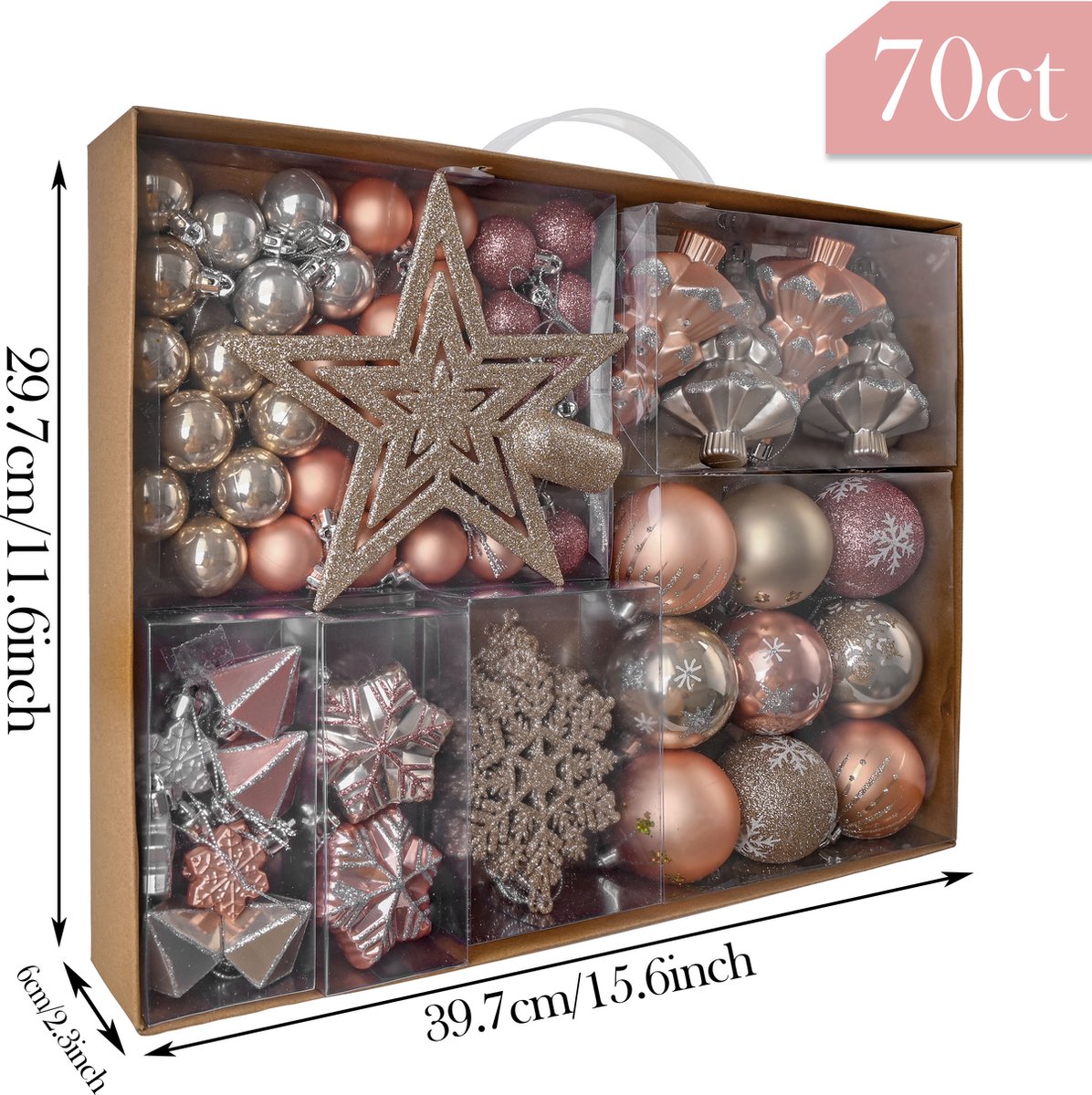PRACHTIGE KERST® - Kerstballen - 70 Delige Set - Kerstversiering - Kerstboomdecoratie - Kerstornamenten – foto 8