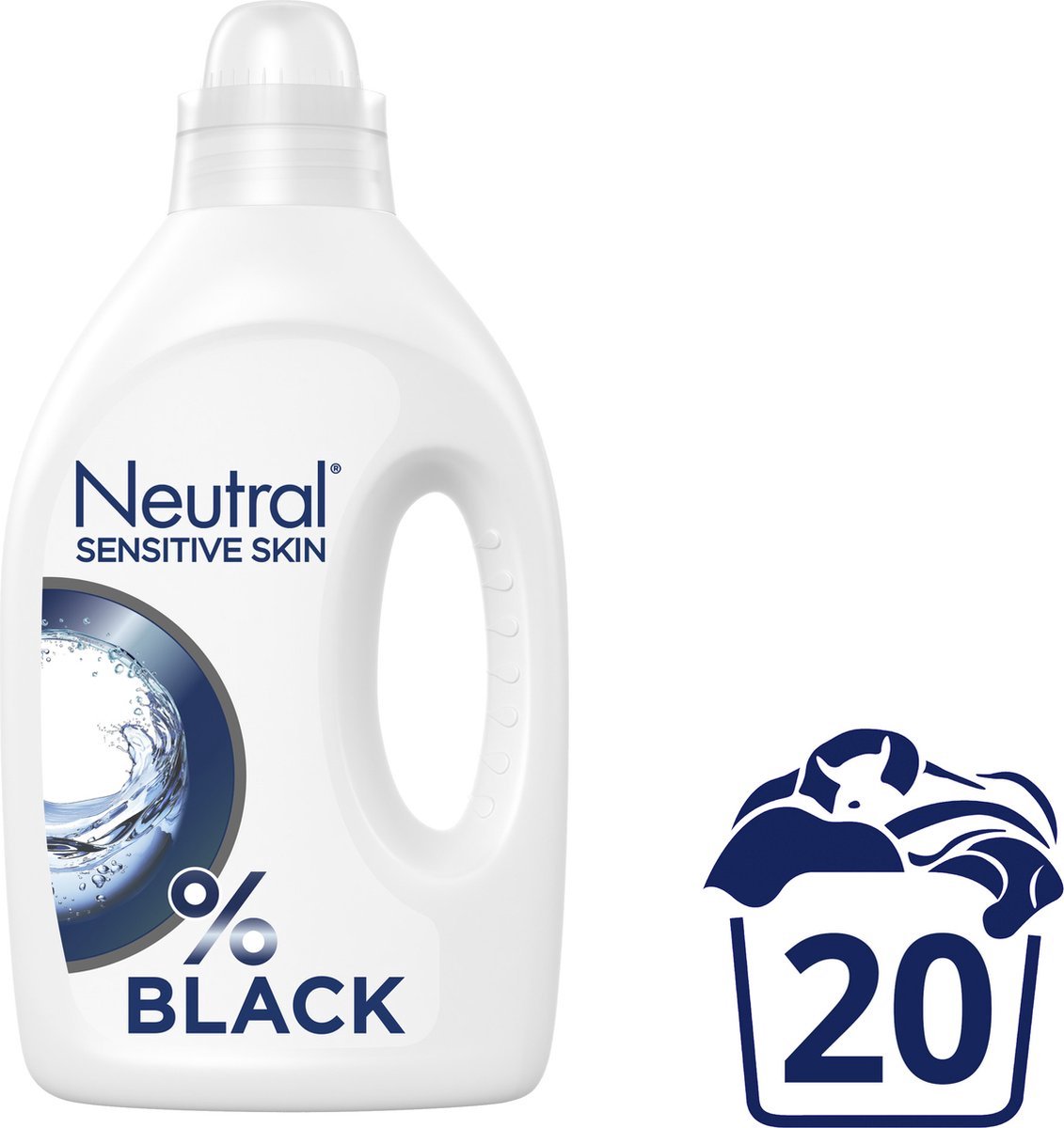 Neutral Vloeibaar Wasmiddel Zwart 1 liter - Voordeelverpakking 24 stuks