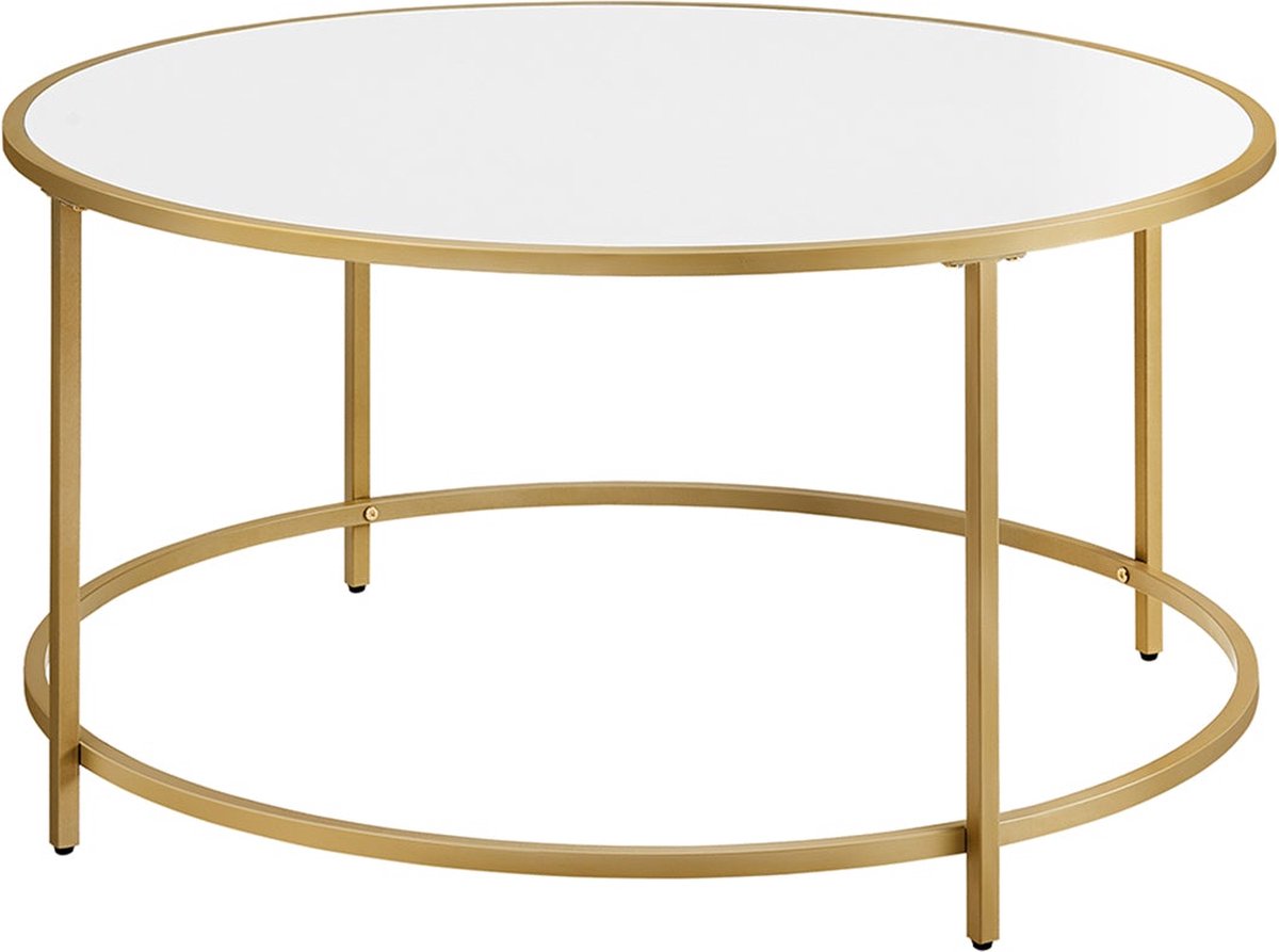 Ronde Salontafel met Gouden Metalen Frame