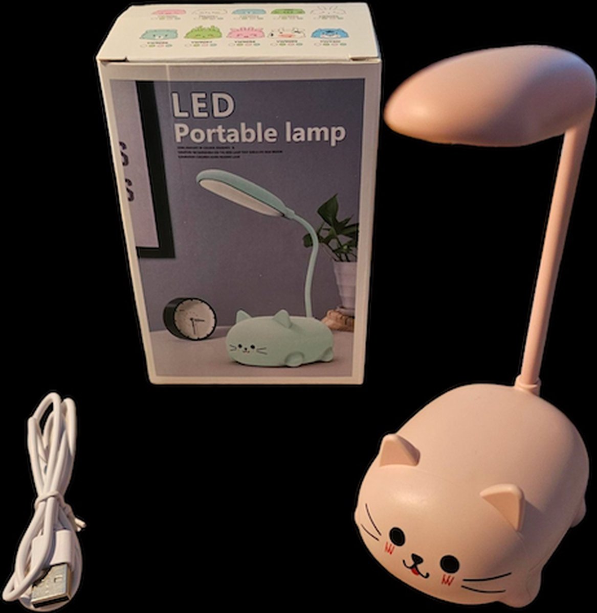 OGS - Kinder bureau lamp - Katten lamp roze - Lamp van kat - Led lamp - Bureau licht - Kinderkamer lamp - Leeslamp - Katten Leeslamp