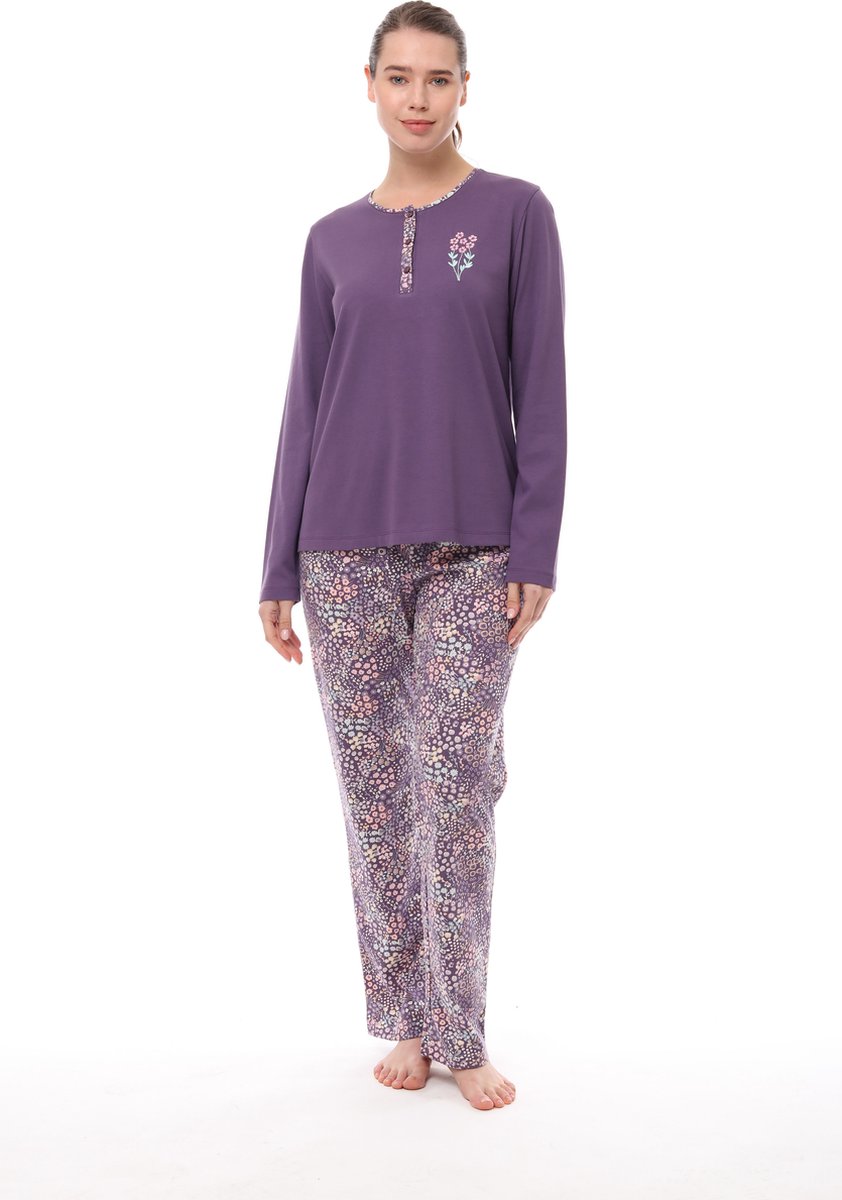 Pijadore Dames Pyjama Set, Lange Mouwen Purper