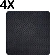 BWK Luxe Placemat - Zwarte Traanplaat - Metalen Textuur - Set van 4 Placemats - 50x50 cm - 2 mm dik Vinyl - Anti Slip - Afneembaar