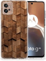 Bumper Hoesje geschikt voor Motorola Moto G32 Wooden Cubes