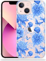 TPU Case voor geschikt voor iPhone 13 mini Flowers Blue