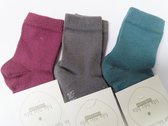 Sokken - 3 Pack - Unie - Grijst , groen , paars - 9 à 12 maand - 74 / 80