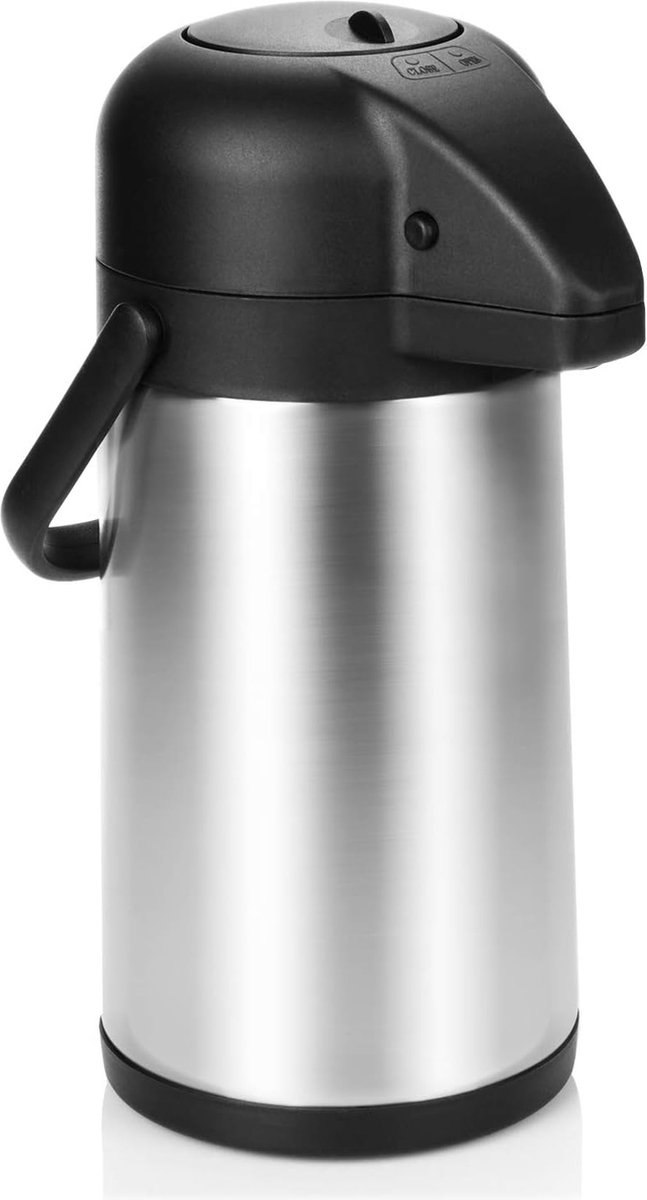Olympia Dubbelwandige pompkan, 5 liter, roestvrij staal, dubbelwandig, vacuüm-geïsoleerd, ontbijtbuffet in restaurant en thuisgebruik, DL164