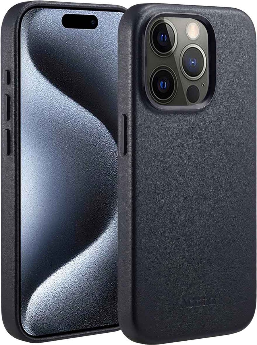 Accezz Hoesje Geschikt voor iPhone 15 Pro Hoesje - Accezz Geschikt voor MagSafe Leather Backcover - zwart