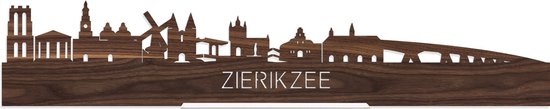 Standing Skyline Zierikzee Notenhout - 60 cm - Woondecoratie design - Decoratie om neer te zetten en om op te hangen - Meer steden beschikbaar - Cadeau voor hem - Cadeau voor haar - Jubileum - Verjaardag - Housewarming - Interieur - WoodWideCities