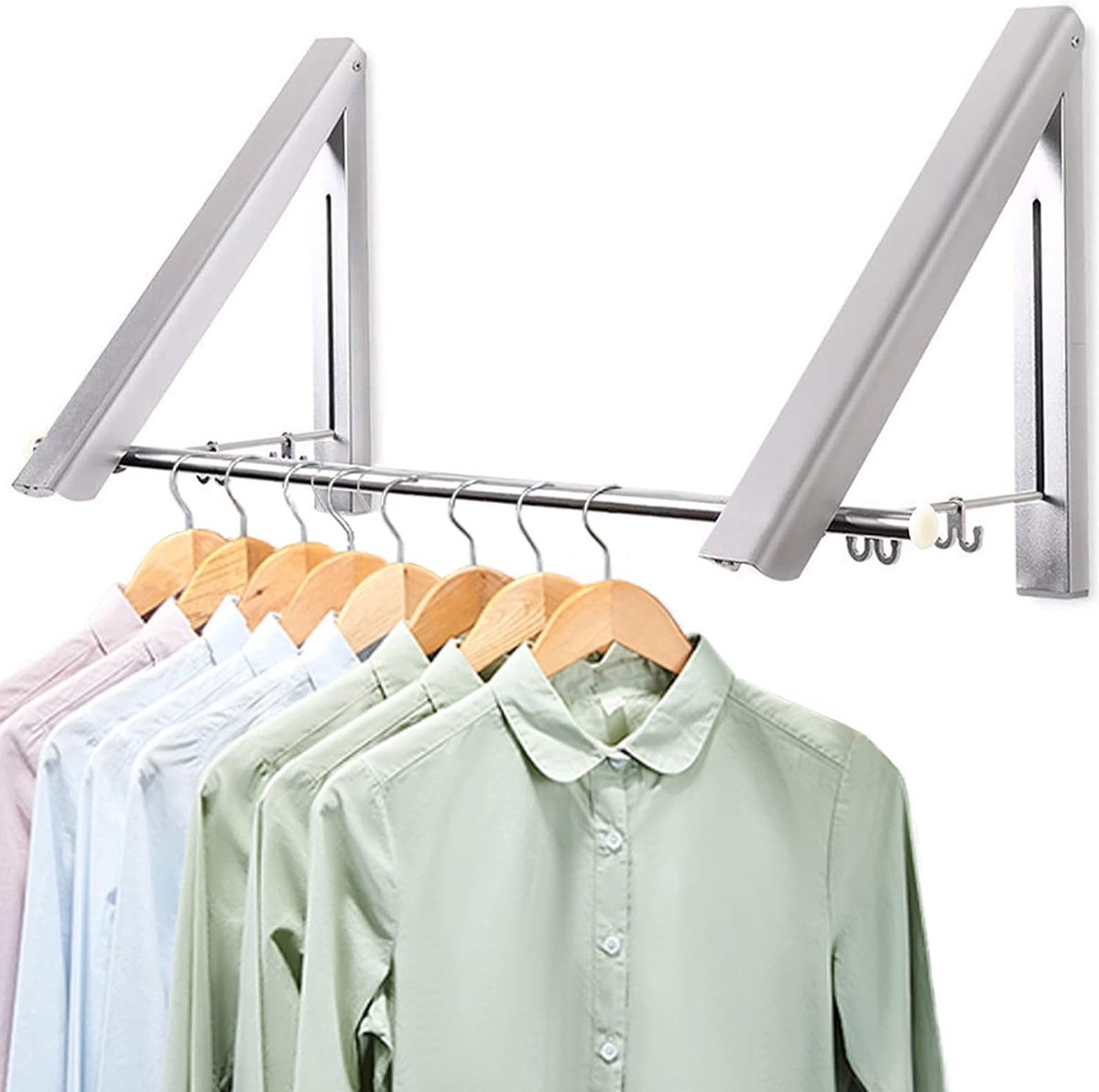 aluminium kledinghaken met stang en kleerhangers, haken, waslijn
