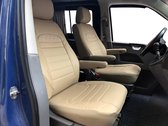 Stoelhoezen T5 T6 Multivan California Combi Caravelle Transporter Hoes Set Bestuurdersstoel passagiersstoel Armleuningen Autoaccessoires Kunstleer Beige