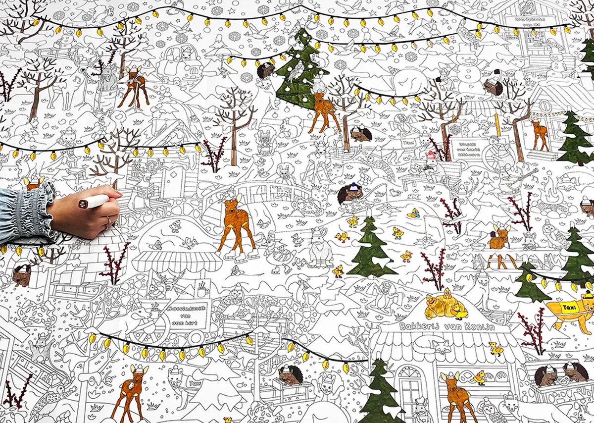 Mega Grote Kleurplaat 120x85cm - Thema Wintermagie