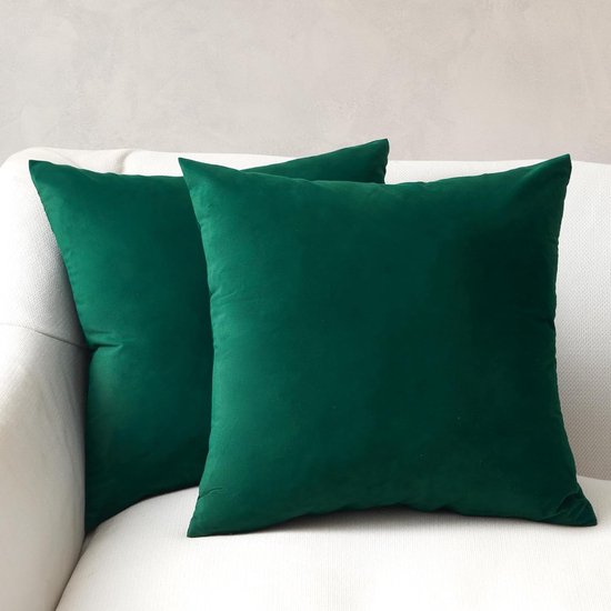Kussensloop 40x40 cm vert foncé, lot de 2 taies d'oreiller en velours, housses de coussin, coussin de canapé, coussin décoratif, décoration pour canapé, lit, salon, chambre à coucher