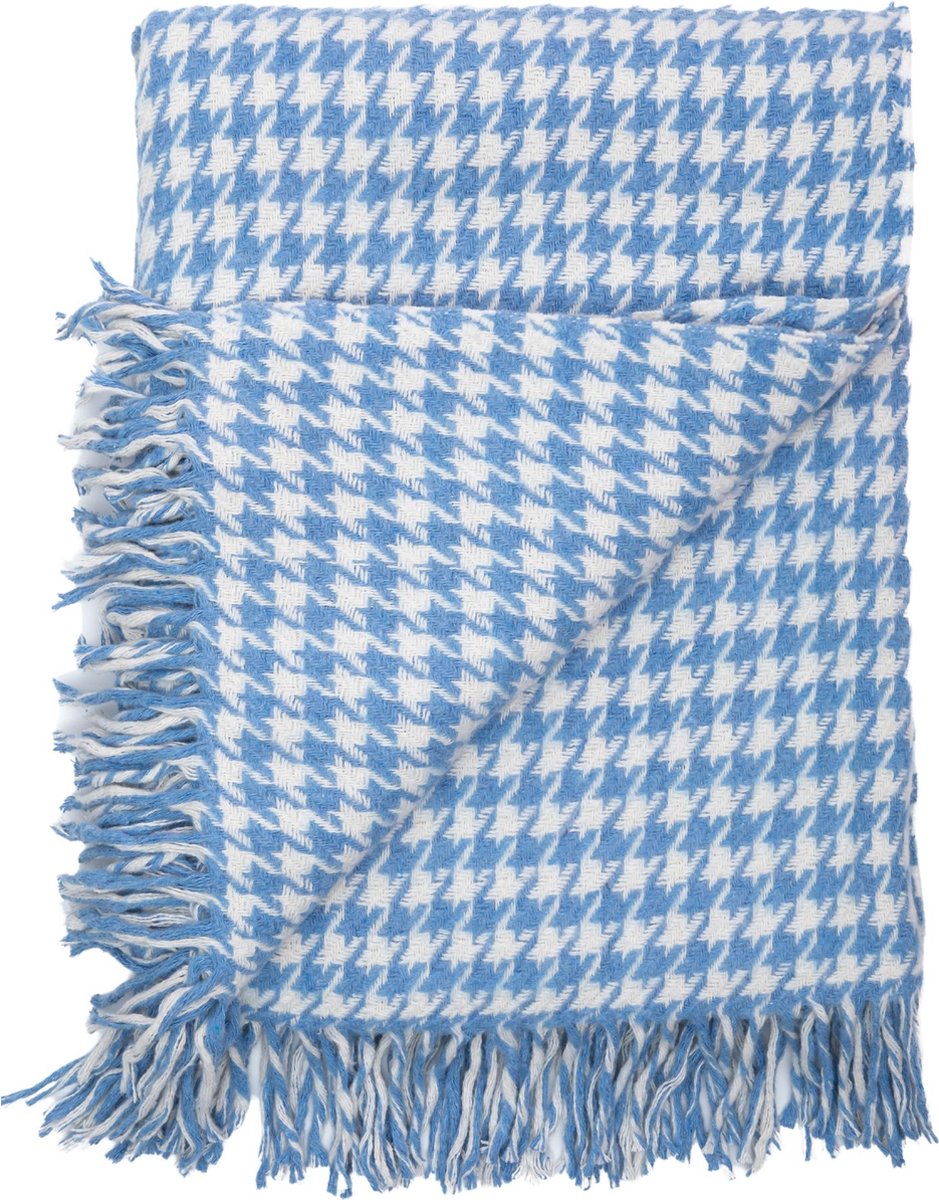 Trimita Pied de Poule Plaid – Katoenen Woondeken – 130×170 cm – Blauw (Houndstooth Design)