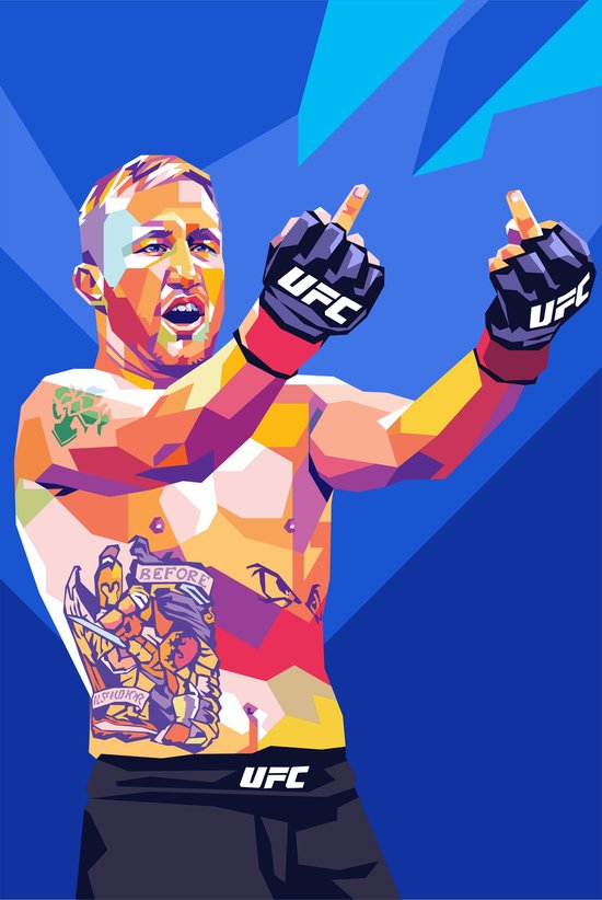 Justin Gaethje Poster | The Highlight | UFC | MMA Poster | 61x91cm | Wanddecoratie | Muurposter | Pop Kunst | Sport Poster | Geschikt om in te lijsten