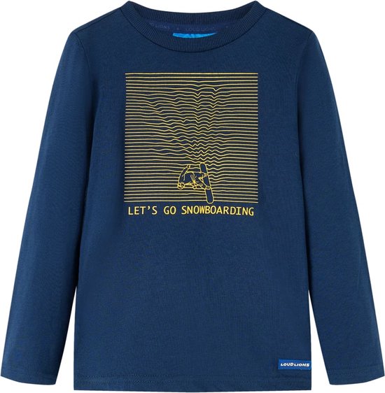 vidaXL-Kindershirt-met-lange-mouwen-snowboardprint-116-marineblauw