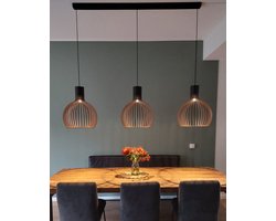 Olivios design hanglampen houten hanglamp parabola 55cm hoog 45cm doorsnede gemaakt van 6 en 4 mm MDF ontworpen en gemaakt in nederland door olivios design.