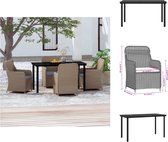 vidaXL Tuinmeubelset - bruin en zwart - poly rattan - 140x70x74 cm - incl - 4 stoelen en kussens - Tuinset
