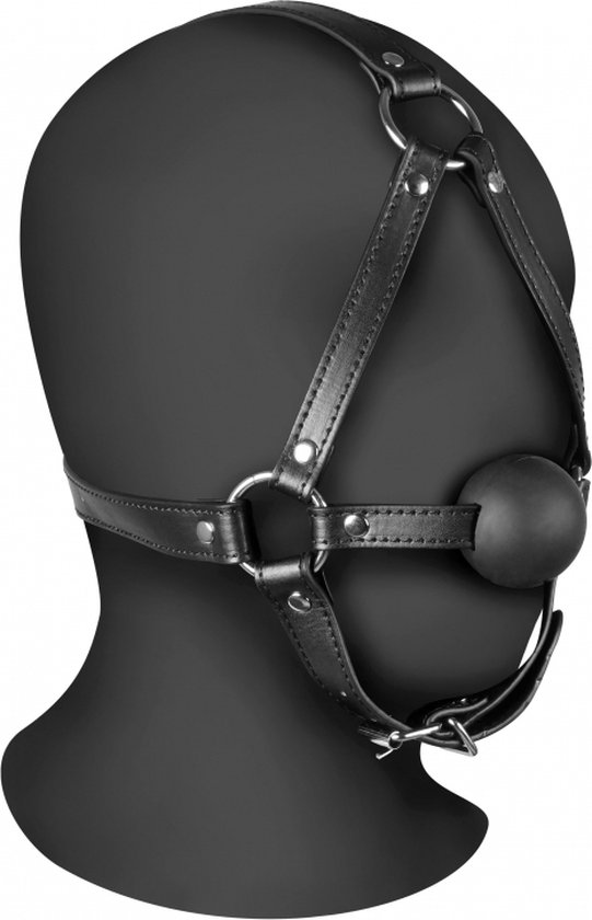 Hoofdharnas met Solid Ball Gag - Zwart